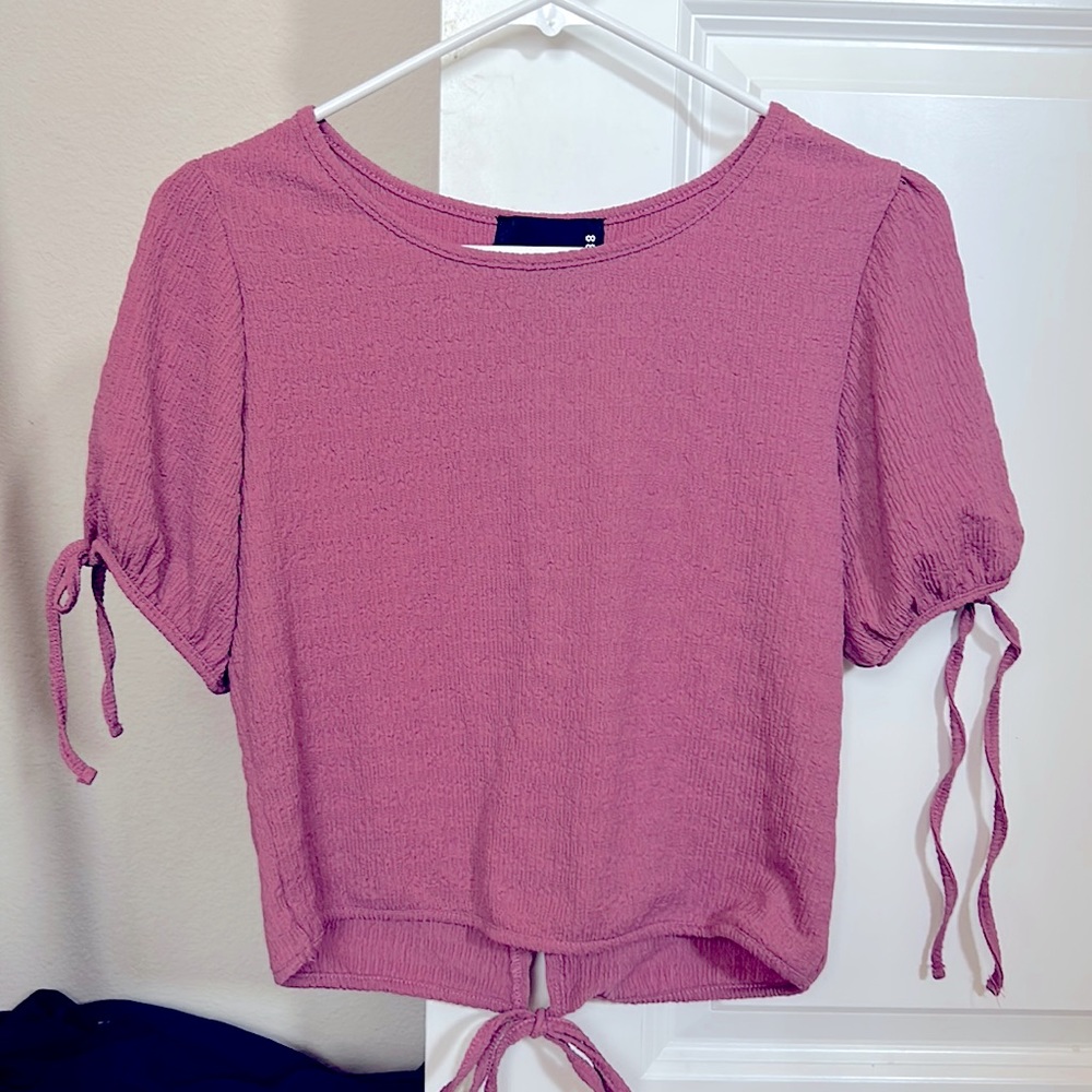 magenta shirt ties in back